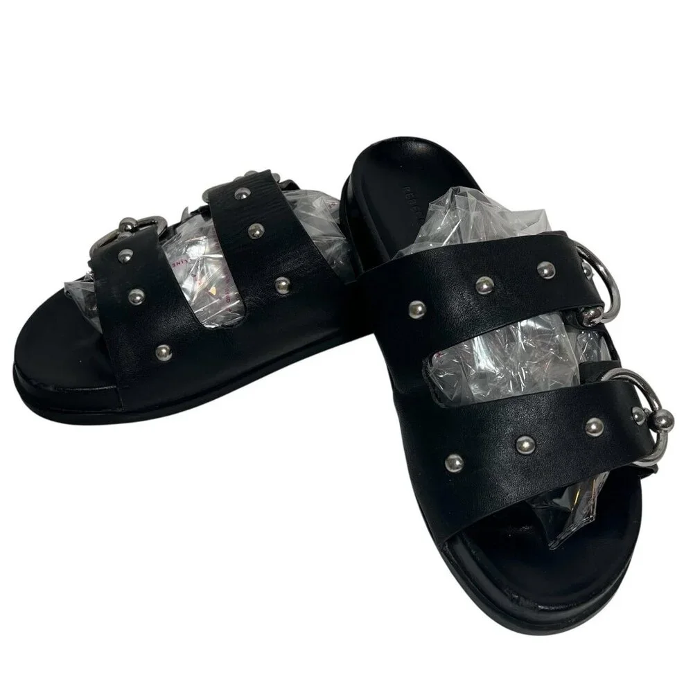 Rebecca Minkoff Women's Vachel Slides US 7,5 M Black Leather Sandals - Picture 5 of 12